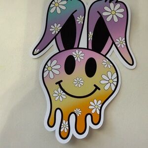 Rainbow flowered print bunny ears card stock car freshie air